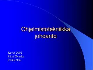 ohjelmistotekniikka johdanto