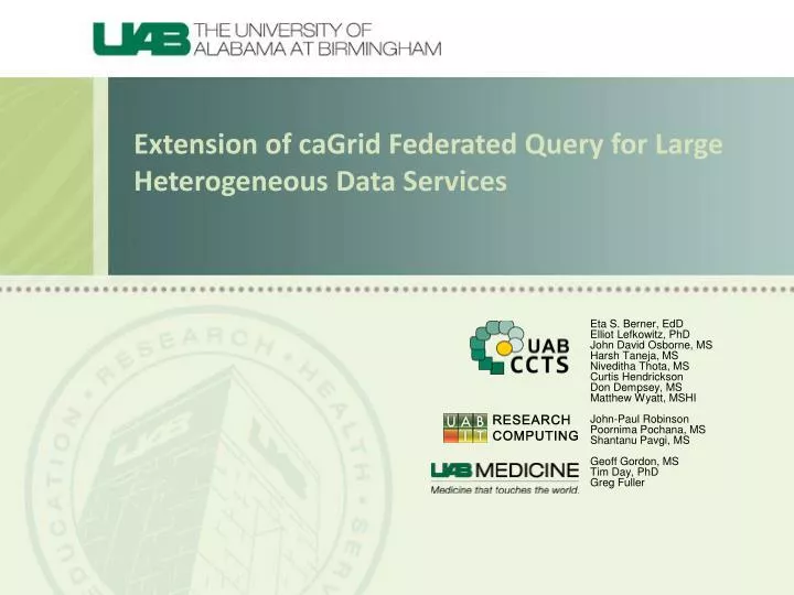 extension of cagrid federated query for large heterogeneous data services