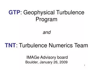 Geophysical Turbulence Program