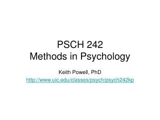 PSCH 242 Methods in Psychology