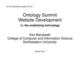 Ontology Summit Website Development (b) the underlying technology