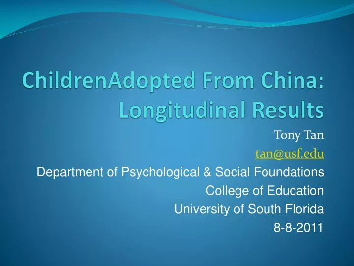 childrenadopted from china longitudinal results