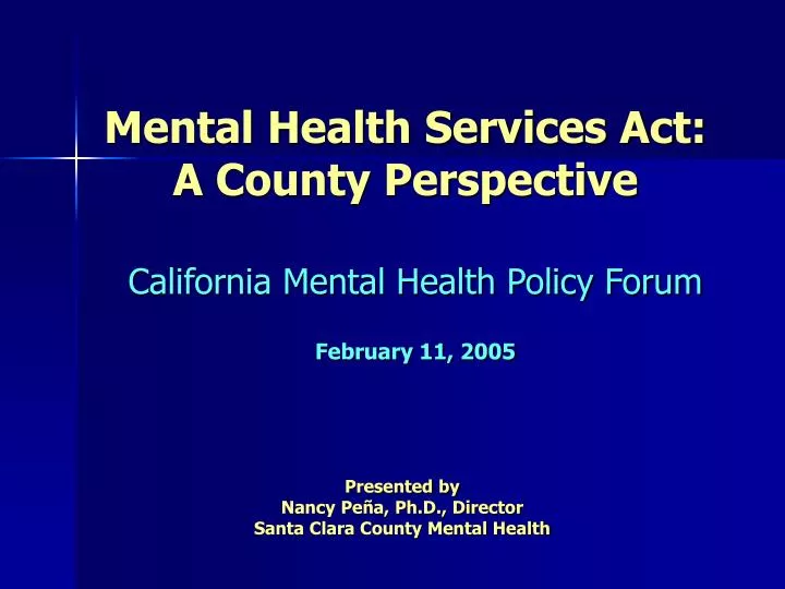 mental health services act a county perspective