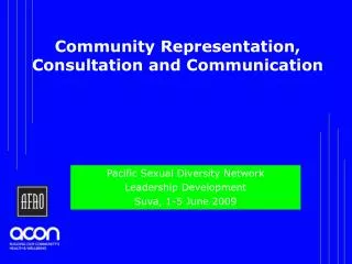 Community Representation, Consultation and Communication