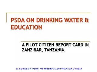 PSDA ON DRINKING WATER &amp; EDUCATION