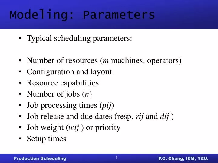 modeling parameters