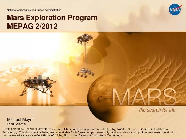 mars exploration program mepag 2 2012
