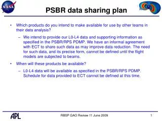 PSBR data sharing plan