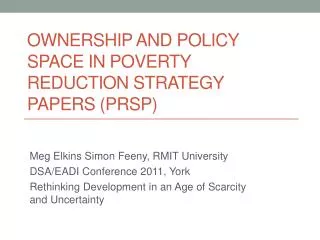Ownership and Policy Space in Poverty reduction strategy papers (PRSP)