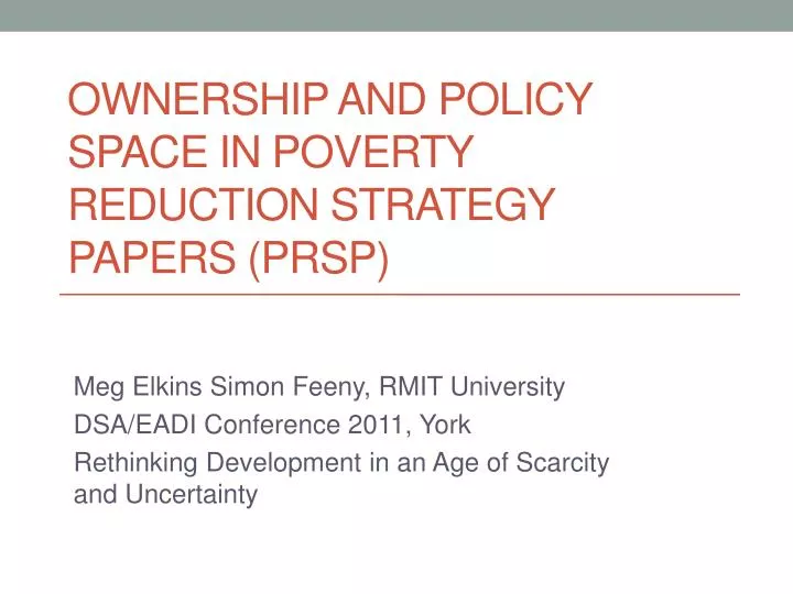 ownership and policy space in poverty reduction strategy papers prsp