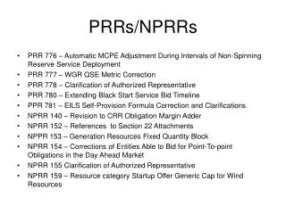 PRRs/NPRRs