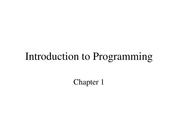 introduction to programming