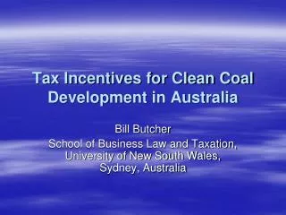 Tax Incentives for Clean Coal Development in Australia