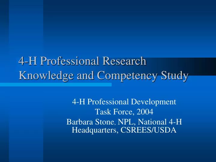 4 h professional research knowledge and competency study