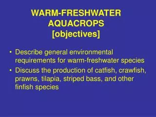 WARM-FRESHWATER AQUACROPS [objectives]