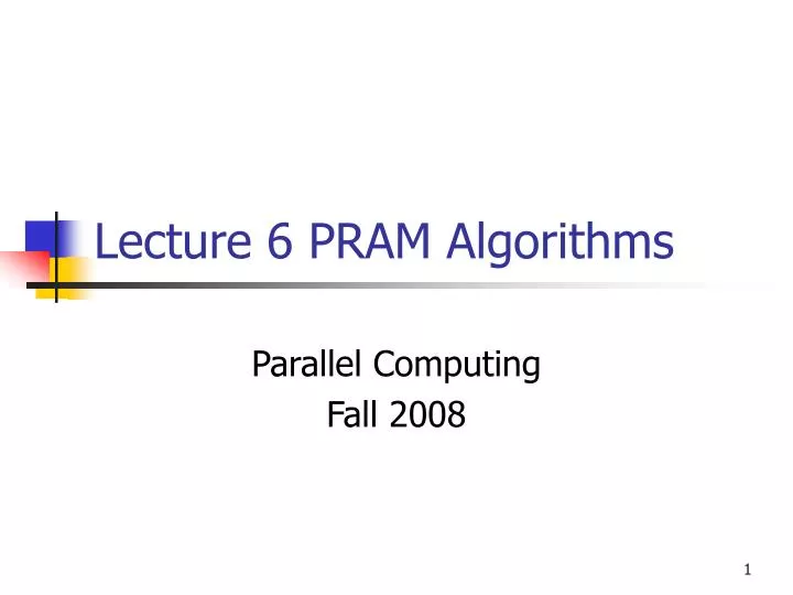 lecture 6 pram algorithms