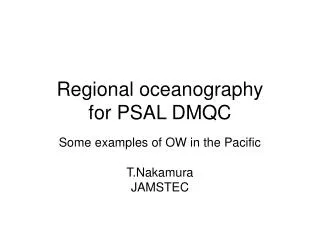 Regional oceanography for PSAL DMQC