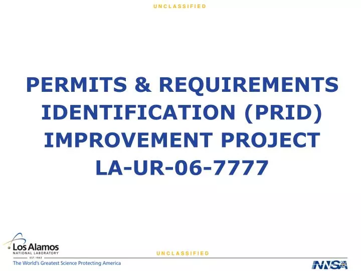 permits requirements identification prid improvement project la ur 06 7777
