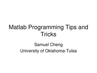 Matlab Programming Tips and Tricks