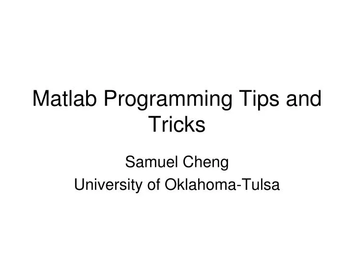 matlab programming tips and tricks