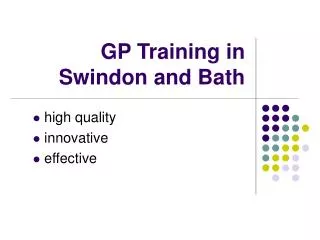 GP Training in Swindon and Bath