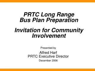 PRTC Long Range Bus Plan Preparation Invitation for Community Involvement