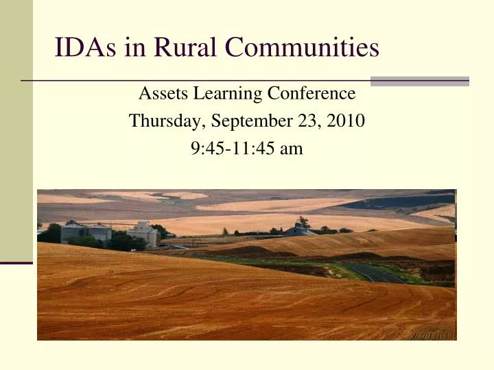 idas in rural communities