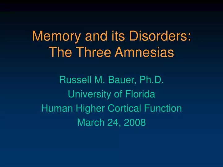 memory and its disorders the three amnesias