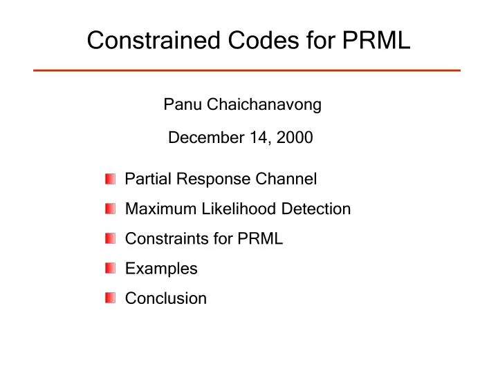 constrained codes for prml