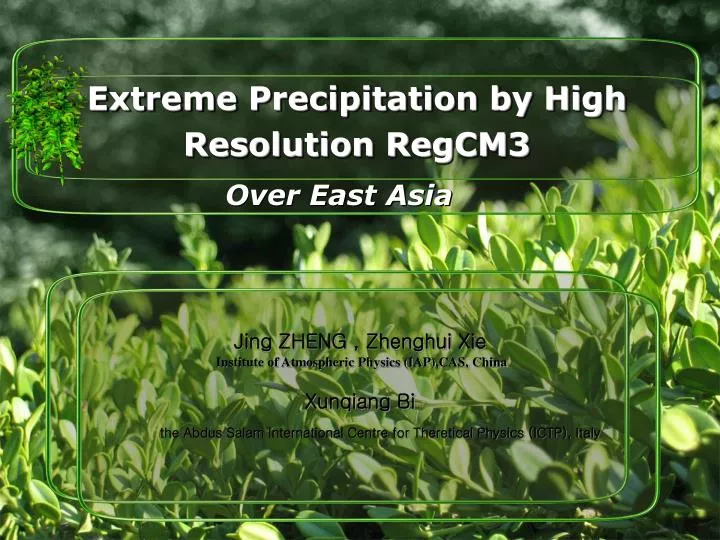 extreme precipitation by high resolution regcm3