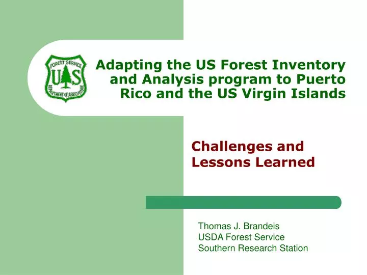 adapting the us forest inventory and analysis program to puerto rico and the us virgin islands