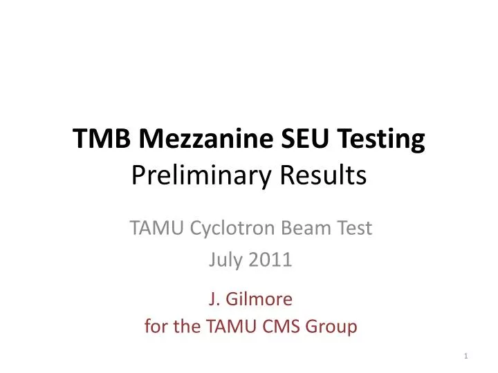 tmb mezzanine seu testing preliminary results