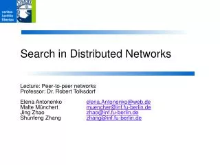 Search in Distributed Networks