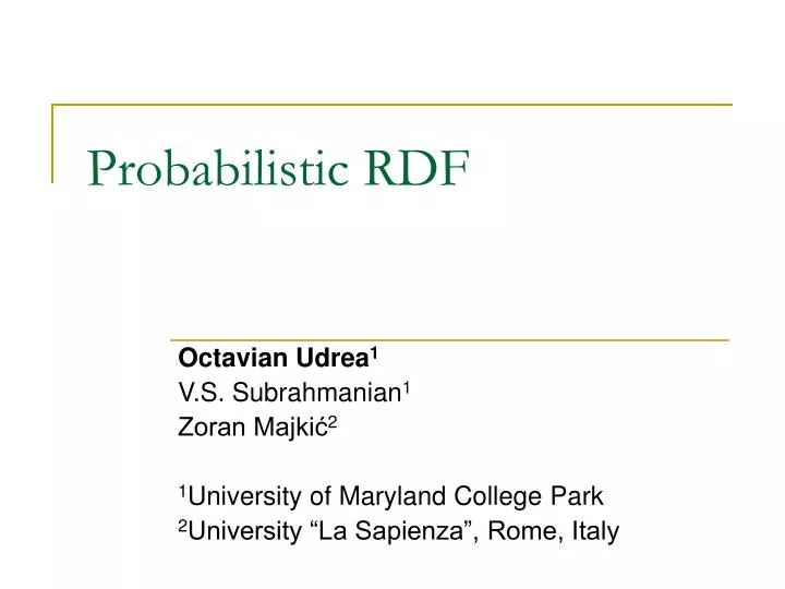 probabilistic rdf