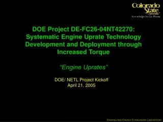 DOE/ NETL Project Kickoff April 21, 2005
