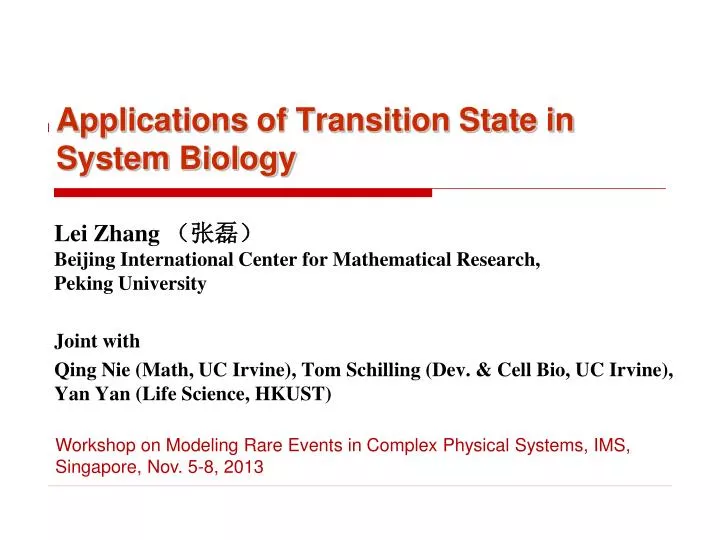 applications of transition state in system biology