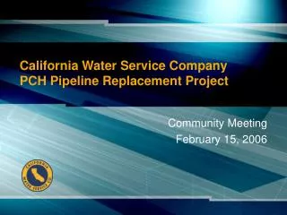 California Water Service Company PCH Pipeline Replacement Project