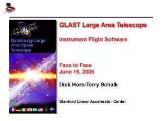 GLAST Large Area Telescope Instrument Flight Software Face to Face June 15, 2005