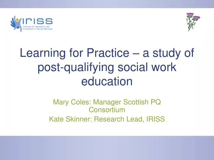 learning for practice a study of post qualifying social work education