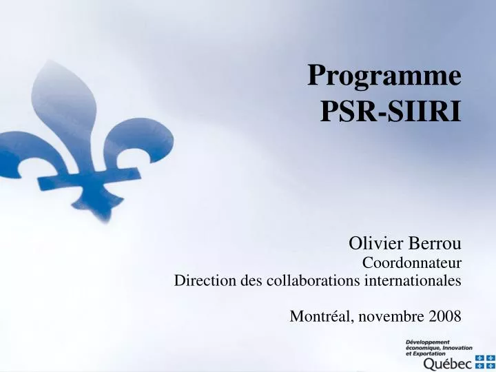 olivier berrou coordonnateur direction des collaborations internationales montr al novembre 2008