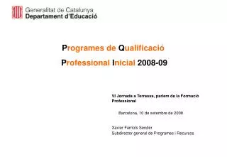 p rogrames de q ualificaci p rofessional i nicial 2008 09