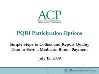 PQRI Participation Options