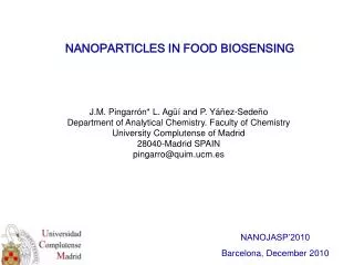 NANOPARTICLES IN FOOD BIOSENSING