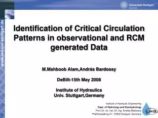 Identification of Critical Circulation Patterns in observational and RCM generated Data
