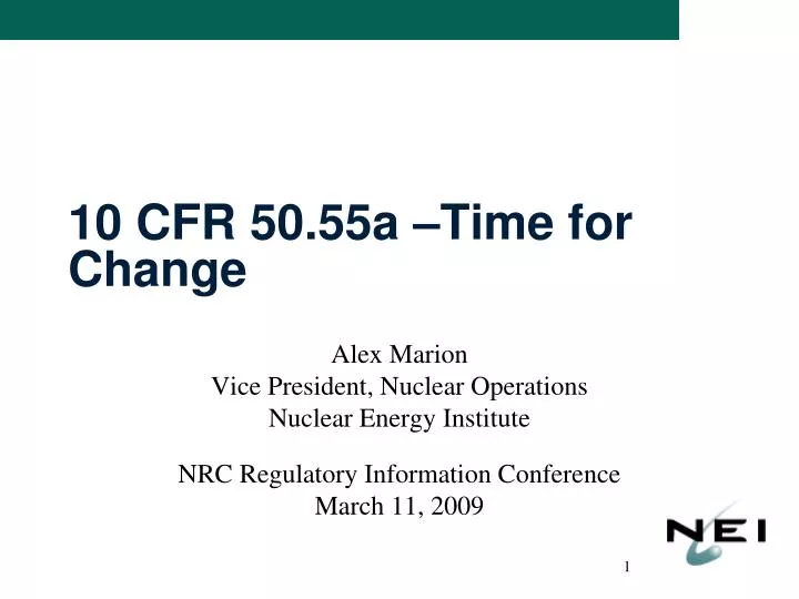 10 cfr 50 55a time for change