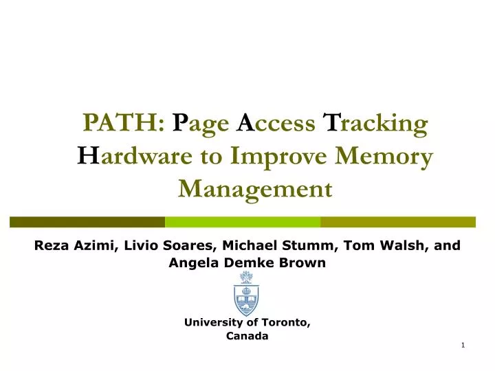 path p age a ccess t racking h ardware to improve memory management