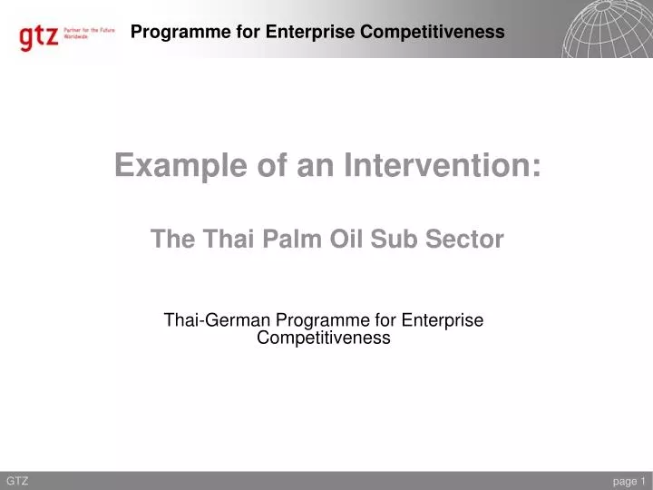 example of an intervention the thai palm oil sub sector