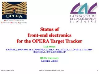 Status of front-end electronics for the OPERA Target Tracker