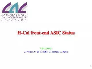 H-Cal front-end ASIC Status