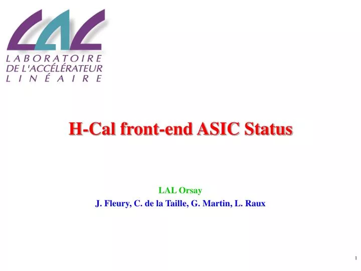 h cal front end asic status